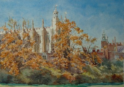 College Chapel - syksyn lehdet, 2010 (akvarelli) tekijältä Clive Wilson