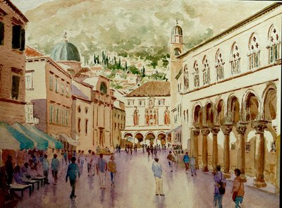 Dubrovnik, 2010 (akvarelli) tekijältä Clive Wilson