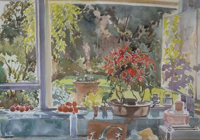 Keittiön ikkunasta, 2002 (akvarelli) tekijältä Clive Wilson
