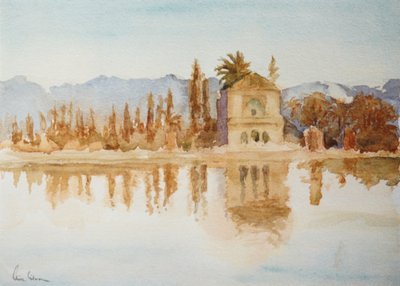 Menara, auringonlasku, 2000 (akvarelli) tekijältä Clive Wilson