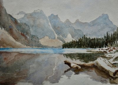 Moraine Lake IMG_2024, 2015 (akvarelli) tekijältä Clive Wilson