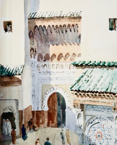 Place Nejjarine, Fez, 2000 (vesiväri) tekijältä Clive Wilson