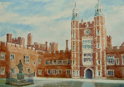 Koulun piha (Itä), 2010 (akvarelli) tekijältä Clive Wilson