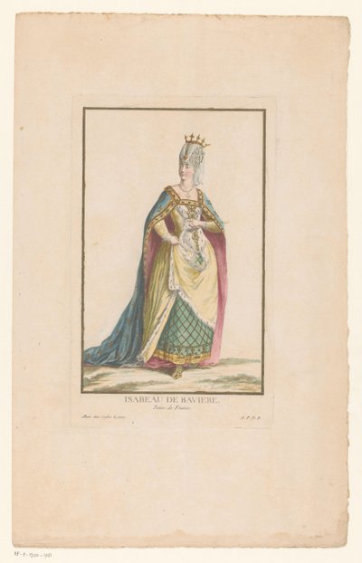 Muotokuva Isabellasta Baijerista, Ranskan kuningattaresta Isabeau de Baviere Reine de France (otsikko esineessä) tekijältä Clément Pierre Marillier