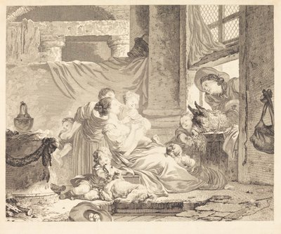 Maanviljelijän perhe tekijältä Clément Pierre Marillier after Jean Honoré Fragonard