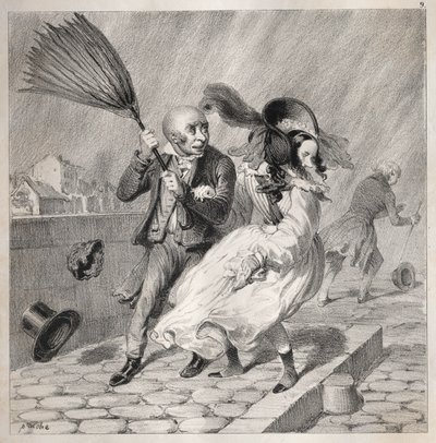 Bambochades: Näetkö, että barometrini on hyvällä säällä!...on rikasta aikaa..., 1841. tekijältä Clémente Pruche