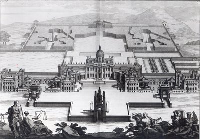 Castle Howard, Colen Campbellin "Vitruvius Britannicuksesta", kaiverrus Hendrik Hulsbergh, n. 1718-20 tekijältä Colen Campbell