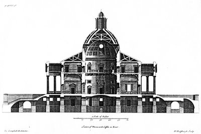 Osio Mereworthin linnasta Kentissä, kaiverrus H. Hulsbergh, n. 1722-24 tekijältä Colen Campbell