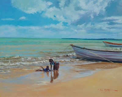 Slippery Sand, 2018 (öljy pellavalle) tekijältä Colin Bootman