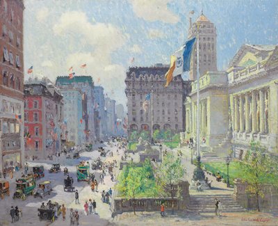 New Yorkin julkinen kirjasto (öljy kankaalle) tekijältä Colin Campbell Cooper