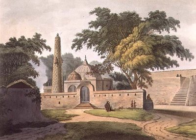 The Burial Place of a Peerzada, Another, levy 6 julkaisusta "Twenty Four Views in Hindostan", pubi. kirjoittanut Edward Orme (1774-c1820) 1803 (akvatinta) tekijältä Colonel Francis Swain (after) Ward