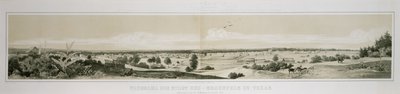 Panoraama New Braunfelsin kaupungista Teksasissa otettu lounaispuolelta kesällä 1847 tekijältä Conrad Caspar (after) Rordorf