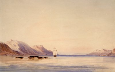 Tutkimusalus HMS "Beagle" Beagle-kanavassa, Tierra del Fuegossa. tekijältä Conrad Martens