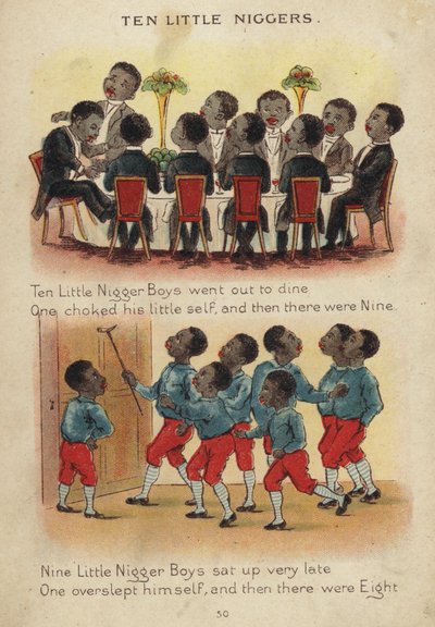 Loru: Kymmenen pientä mustaa lasta (chromolitho) tekijältä Constance Haslewood