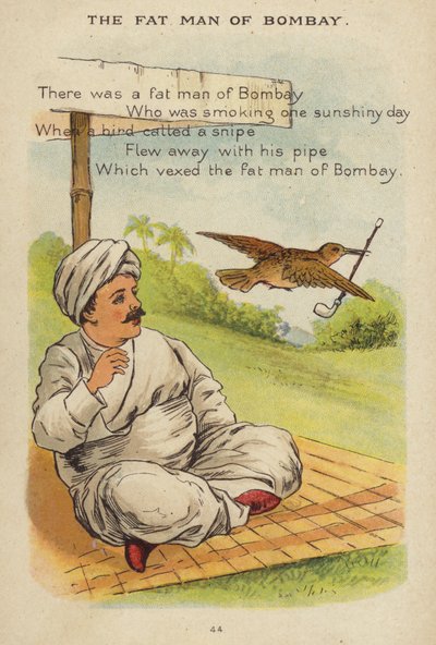Lastenlaulu: The Fat Man Of Bombay (chromolitho) tekijältä Constance Haslewood
