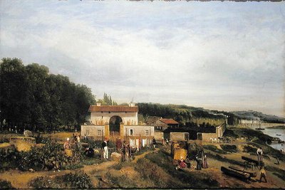 Sisäänkäynti Sevresin kylään, 1834 tekijältä Constant Emile Troyon