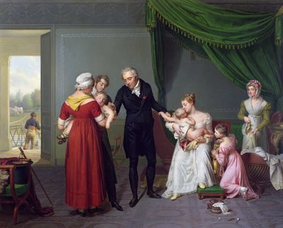 Paroni Jean Louis Alibert (1768-1837) suorittamassa rokotusta isorokkoa vastaan Chateau of Liancourtissa, n. 1820 tekijältä Constant Joseph Desbordes