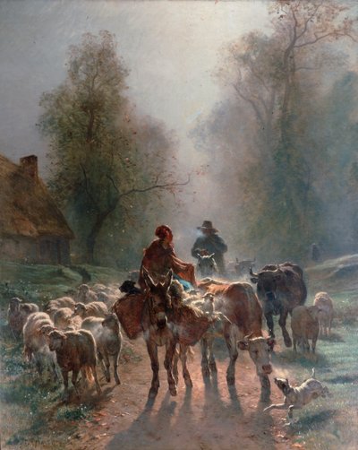 Matkalla markkinoille", 1859. tekijältä Constant Troyon