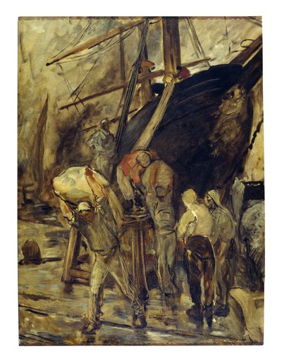 Laivan purkaminen (öljy kankaalle) tekijältä Constantin Emile Meunier