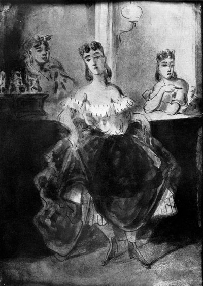 Nainen tanssimassa tiskin edessä, 1800-luku, 1930. tekijältä Constantin Guys