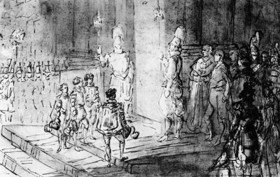 Sveitsin vartijat ja ranskalaiset sotilaat Vatikaanissa, 1930. tekijältä Constantin Guys