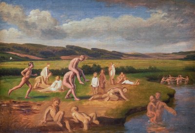 Pojat uimassa ja leikkimässä tekijältä Constantin Hansen