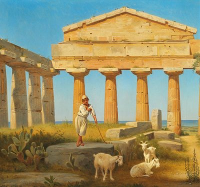 "Cerestemplet i Pæstum". Cereksen temppeli Paestumissa. tekijältä Constantin Hansen