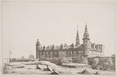 Tanskalainen: Kronborg luoteispuolelta katsottuna tekijältä Constantin Hansen