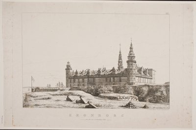 Tanskalainen: Kronborg luoteispuolelta katsottuna tekijältä Constantin Hansen