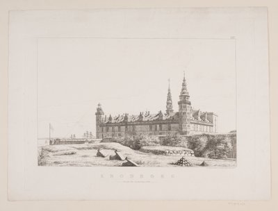 Tanskalainen: Kronborg luoteispuolelta katsottuna tekijältä Constantin Hansen