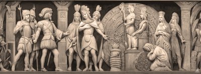 Cortez ja Montezuma Meksikon temppelissä Friisi Rotundassa Yhdysvaltain Capitolissa, 186 tekijältä Constantino Brumidi
