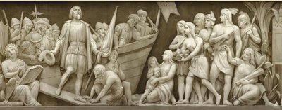 Christopher Columbuksen maihinnousu Friisi Yhdysvaltain pääkaupungin Rotundassa, 1860-1873 tekijältä Constantino Brumidi
