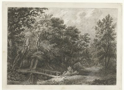 Metsänäkymä puusillalla tekijältä Constantinus Cornelis Huysmans