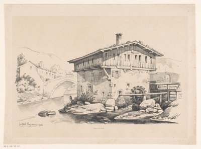 Talo ja vesimylly vuoristokylässä The Landscape (sarjan nimi) tekijältä Constantinus Cornelis Huysmans