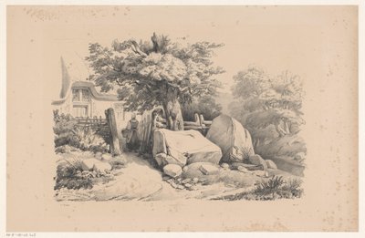 Maisema talon sisäänkäyntiportilla The Landscape (sarjan nimi) tekijältä Constantinus Cornelis Huysmans