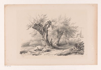 Maatie lepäävän miehen ja naisen kanssa The Landscape (sarjan nimi) tekijältä Constantinus Cornelis Huysmans