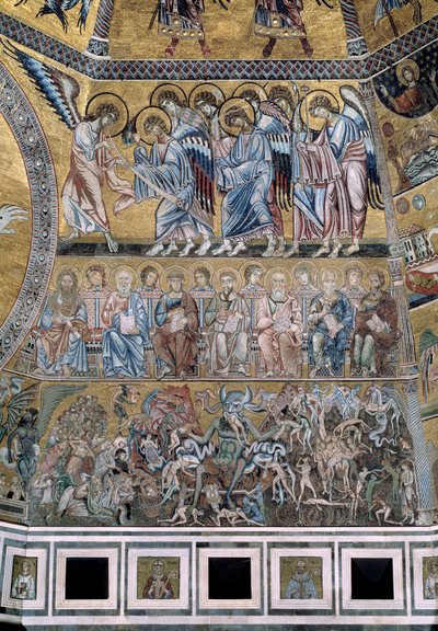 Viimeinen tuomio alas Saatana söi kirottujen sielut - Yksityiskohta mosaiikista, n. 1270 tekijältä Coppo di Marcovaldo