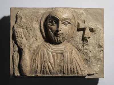 Pyhän rintakuva, Egyptistä, 4.-5. vuosisadalla (maalattu kalkkikivi) tekijältä Coptic Coptic