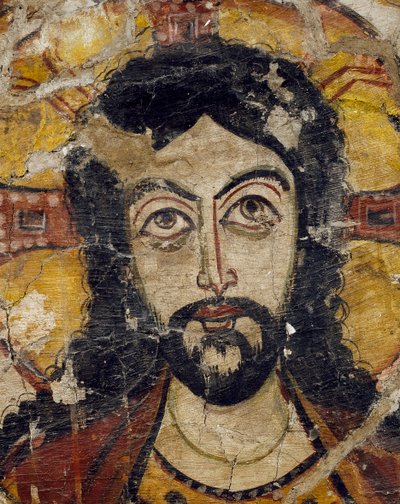 Kristuksen pää kahden enkelin tukemana, 6.-7. vuosisadalla (yksityiskohta 922031) tekijältä Coptic Coptic