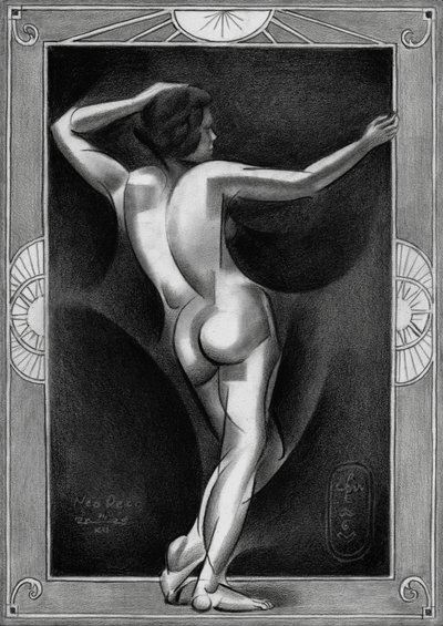 Art deco -tyylinen alastonveistos tekijältä Corné Akkers