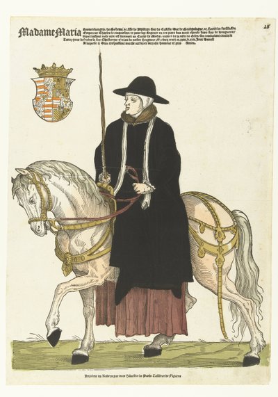 Muotokuva Unkarin Mariasta hevosen selässä tekijältä Cornelis Anthonisz. (manner of)
