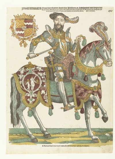 Maximilian van Burenin muotokuva hevosen selässä tekijältä Cornelis Anthonisz. (manner of)
