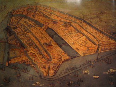 Amsterdamin näkymä lintuperspektiivistä tekijältä Cornelis Anthonisz.