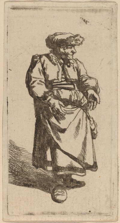 Vanha nainen seisomassa tekijältä Cornelis Pietersz Bega
