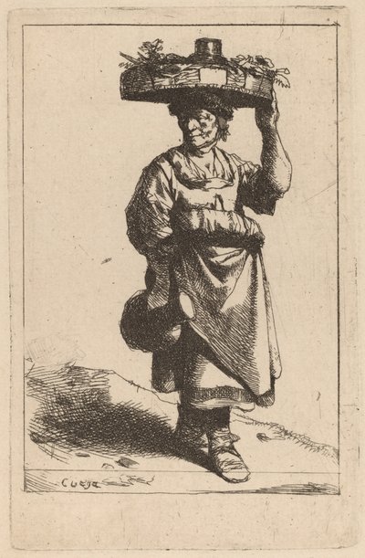 Nainen kantaa koria tekijältä Cornelis Pietersz Bega