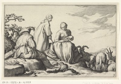 Paimenet Neljä pastoraalista kohtausta (sarjan nimi) tekijältä Cornelis Bloemaert (II) (possibly)