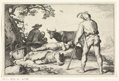 paimenia Neljä pastoraalista kohtausta (sarjan nimi) tekijältä Cornelis Bloemaert (II) (possibly)