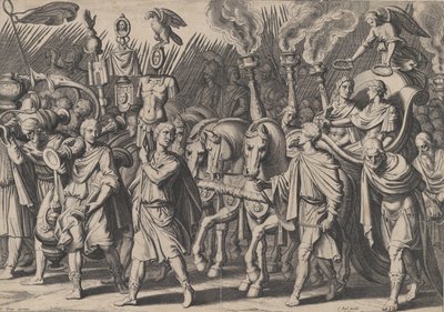 Levy 7: Riemukulkue turkkilaisten voiton jälkeen, Kaarle V:n voitosta, 1614. tekijältä Cornelis Boel