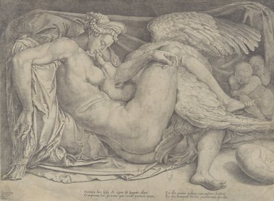 Leda ja joutsen, 1544-66. tekijältä Cornelis Bos