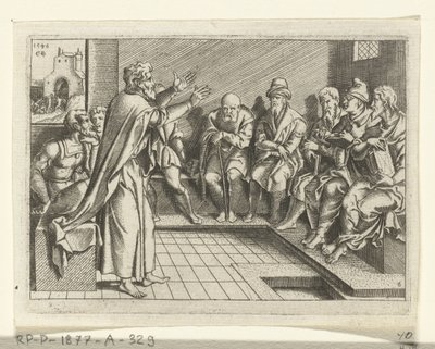Paavali saarnaa synagogassa The Life of Paul (sarjan nimi) tekijältä Cornelis Bos